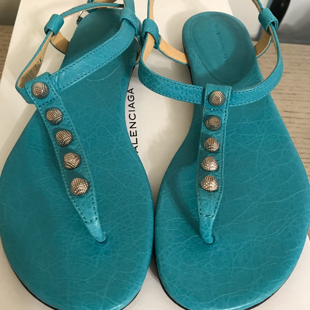 BNIB Balenciaga Arena Sandal sz 36.5 Turquoise